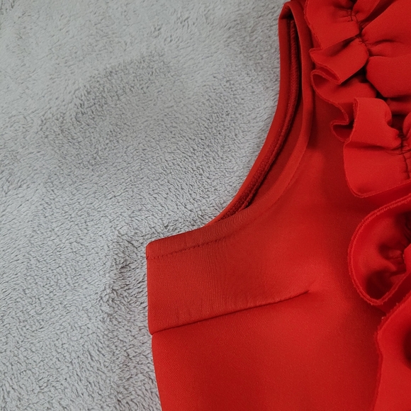 Elegant Red Ruffle Dress - Picture 5 of 11